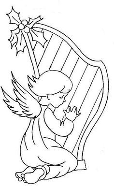 ange qui jour de la harpe Xmas Drawing, Angel Coloring Pages, Diy Deco Noel, Christmas Embroidery Patterns, Angel Crafts, Redwork Embroidery, Embroidery Christmas, Christmas Drawing, Christmas Coloring Pages