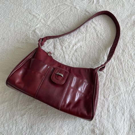 ✰ red leather downtown girl bag ✰ ★ FREE BUNDLE... - Depop Small Red Purse, Cherry Red Shoulder Bag, Dark Red Handbag, Y2k Leather Bag, Vintage Leather Purse, Red Leather Shoulder Bag, Red Vintage Bag, Cherry Red Bag, Red Purse Aesthetic