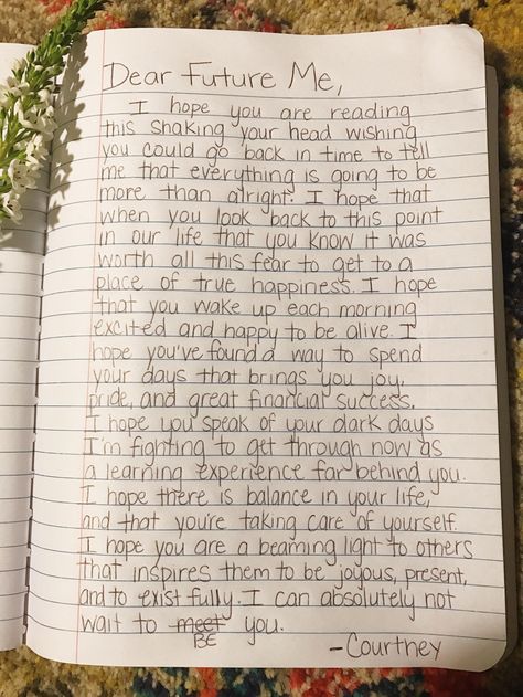 Writing a letter to your future self can be very therapeutic, and help you calm your mind to realize what you're working towards. Writing, Letter To Your Future Self, Future Self, A Letter