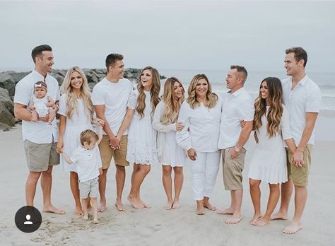 family White Outfits Beach Family Pictures, All White Beach Photo Shoot Family, White Family Photo Outfits Beach, Family Pictures Wearing White, Family Photo Outfits Hawaii, Beach Outfit Pictures Family Portraits, Large Family Photo Outfits Beach, Family Photo White Outfits, Family Picture Beach Outfits
