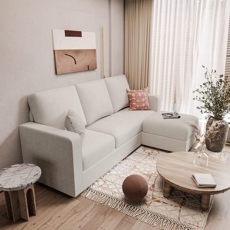 Stylish and breathable sectional sofa with high-density foam cushions that matches any room and aesthetic. #livingroom #livingroomdecor #livingroomdecorideas #livingroomideas #ad Small Couches Living Room, Living Pequeños, Ottoman Small, Sofa Design Wood, Small Couch, Living Room Sofa Set, Apartment Living Room Design, L Shaped Couch, Small Apartment Living Room