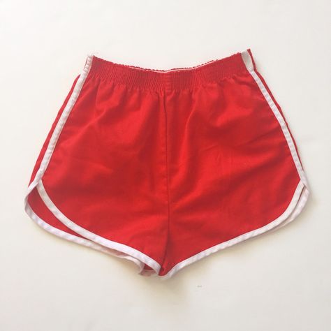 70s High Waisted Athletic Shorts Small XS Red and White retro Womens... ❤ liked on Polyvore featuring activewear, activewear shorts and american sportswear Couture, 80s Athletic Wear, Red Shorts Aesthetic, 70s Athletic Wear, 70s Athletic Fashion, Vintage Athletic Shorts, Red Gym Shorts, Saya Otonashi, Red Shorts Outfit