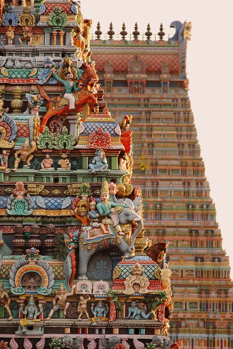 Detail of Sri Ranganathaswamy Temple, Tiruchirappally, Tamil Nadu, India Hampi, Indian Architecture, Darjeeling, Sri Ranganathaswamy Temple, Ranganathaswamy Temple, India Culture, Temple Architecture, Amazing Pics, Bhutan
