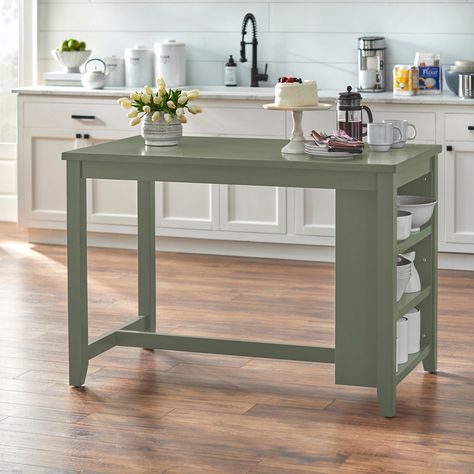 Enjoy a convenient surface for sharing a small meal with this Lifestorey counter-height storage table. Rubberwood construction ensures durability, and the grey, sage green or antique-white finish adds vintage farmhouse appeal. Counter Height Kitchen Table, Dining Table Gray, Dining Table Wood, Storage Table, Counter Height Dining Table, Counter Height Dining Sets, Counter Height Table, Chaise Bar, Dining Room Small