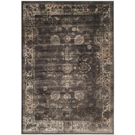 Safavieh Vintage Soft Anthracite 5 ft. x 8 ft. Area Rug - VTG117-330-5 - The Home Depot Moody Rug Bedroom, Dark Rug Living Room, Moody Rug, Damask Rug, Cottage Witch, Boho Cottage, Romantic Shabby Chic, Viscose Rug, Turkish Design