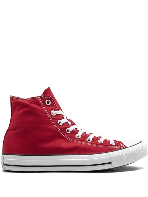 CONVERSE CONVERSE ALL STAR HI-TOP SNEAKERS - RED. #converse #shoes Red Converse Aesthetic, Pretty Sneakers, Red Chucks, Converse Red, Red Converse, High Top Sneaker, Red Sneakers, Converse Men, Hi Top