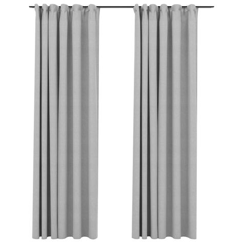 Our linen-look blackout curtains are suitable for any interior, such as your living room, bedroom, office space, and so on. It gives you privacy and blocks most of the incoming light. The curtains can be easily hung on curtain tracks, thanks to the metal hooks. The curtains, made of premium linen-look 100% polyester fabric, are machine washable. Please note: The curtain rod is not included. Colour: Grey, Panel Size: Width 140 x Drop 225 cm Grey Curtains Bedroom, Curtains With Hooks, Bath Panel, Curtain Track, Grey Bedroom, Grey Curtains, Door Curtains, Curtain Hooks, Curtains Bedroom