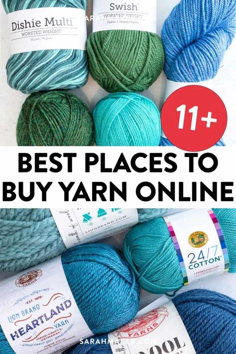 Best Places to Buy Yarn Online + Our Top Picks - Sarah Maker Where To Buy Yarn Online, Soft Yarn Projects, Where To Buy Yarn, Sarah Maker, Hobbii Yarn, Cotton Yarn Projects, Loops And Threads Yarn, Cheap Yarn, Best Places To Shop