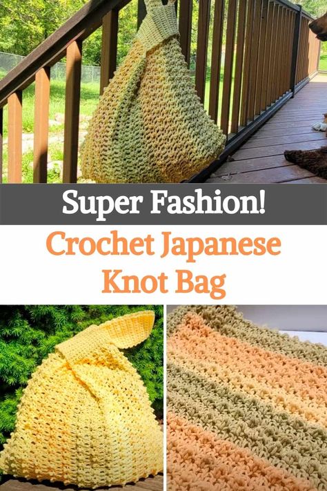 A Japanese knot bag is a small open version of the classic bag, but with a nice twist. It has asymmetrical handles, and one of the handles slides over the other to form a knot and close the bag. The handle can be slightly longer or up to three times longer compared to the other handle. This video tutorial from Bag-O-Day-Crochet will show you how to create this beautiful Japanese knot bag, designed as something you would easily wear to the beach or on summer pool days. For this project you... Amigurumi Patterns, Couture, Bag O Day Crochet Free Pattern, Free Crochet Japanese Knot Bag Pattern, Japanese Crochet Bag Free Pattern, Japanese Knot Bag Pattern Free Crochet, Crochet Knot Bag Free Pattern, Japanese Knot Bag Pattern Free Tutorials, Crochet Japanese Knot Bag Pattern Free