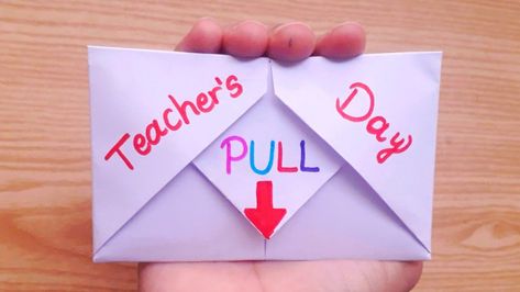 Paper Crafts For Teachers Day, How To Make A Secret Message Pull Card, Teachers Day Gift Card Ideas, Homemade Card For Teacher, Handmade Card For Teachers Day, Teachers Day Gifts Handmade, Cute Teachers Day Card, Diy Card For Teachers Day, Diy Gift For Teachers Day