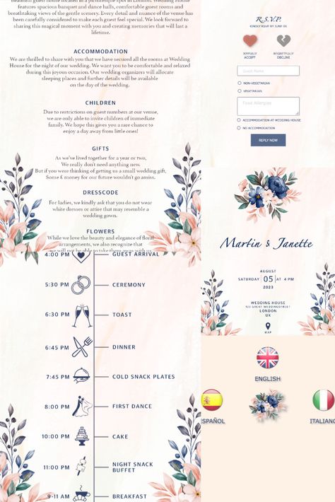 Rsvp Wedding Website, Online Wedding Cards, Wedding Website Rsvp, Rsvp Website, Free Wedding Invitation Templates, Rsvp Online, Free Wedding Invitations, Day Schedule, Wedding Invitation Samples