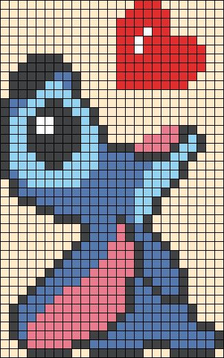 Alpha pattern #75666 | BraceletBook Lilo And Stitch Pixel Art Grid, Easy Pixel Art Stitch, Stitch And Angel Pixel Art, Lilo And Stitch Pixel Art, Cute Cross Stitch Patterns Easy, Stitch Alpha Pattern, Easy Pixel Art Disney, Pixel Art Disney Stitch, Lilo And Stitch Cross Stitch