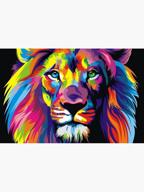 "Banksy Rainbow Lion Graffiti Pop Art Painting" Poster by bufumofo | Redbubble Abstract Lion, Rainbow Lion, Watercolor Lion, Images D'art, Tableau Pop Art, Animal Canvas Art, Lion Painting, Lion Canvas, Animal Canvas