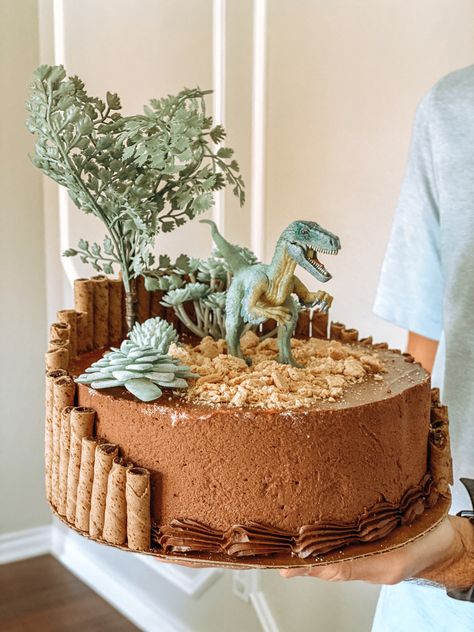 One Tier Dinosaur Cake, Birthday Cake With Dinosaurs, Chocolate Dinosaur Birthday Cake, Dinosaurs Birthday Cake, Dinasour 2nd Birthday Boy, Dino Birthday Cakes, Birthday Cake 4th Boy, Dinosaur 3rd Birthday Cake, Dinosaur Cake 2nd Birthday