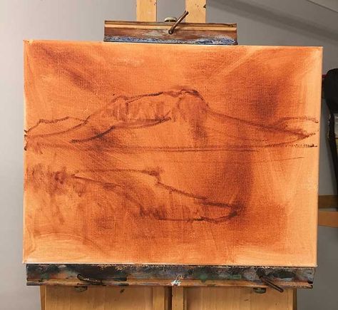 Preparing Canvas For Oil Painting, How To Start Oil Painting, Oil Painting Sketch, How To Paint Landscapes Step By Step, Oil Paint Tutorial, Oil Painting Landscape Beginners, Oil Painting Ideas On Canvas, Oil Painting Step By Step, Step By Step Oil Painting