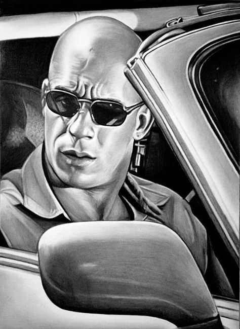 Vin Diesel Vin Diesel, Fast And Furious Sketch, Fast And Furious Drawings, Beautiful Pencil Sketches, Paul Walker Movies, Celebrity Artwork, Furious Movie, Tattoo Photography, Celebrity Drawings