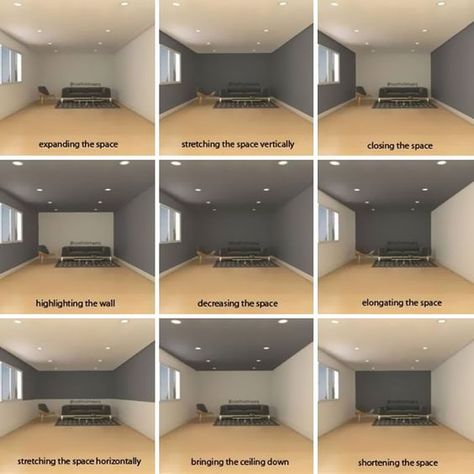 7 Easy Ways for How to Make a Room Look Bigger - HK Interiors Hallway Paint, Dark Ceiling, Aesthetic Interior Design, Long Living Room, Narrow Rooms, Long Room, Narrow Living Room, The Zombie Apocalypse, Dark Living Rooms