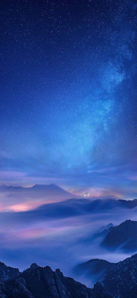 Clouds Anime Wallpaper, Mountain Night Sky, Wallpaper Xiaomi, Mi Wallpaper, Natur Wallpaper, Iphone Wallpaper Inspirational, Watercolor Wallpaper Iphone, Xiaomi Wallpapers, Nature Iphone Wallpaper