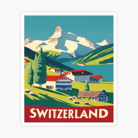 Get my art printed on awesome products. Support me at Redbubble #RBandME: https://www.redbubble.com/i/sticker/Switzerland-Vintage-by-Pirascano-Art/155872922.EJUG5?asc=u Switzerland Illustration, Switzerland Sticker, Switzerland Tour, Front Page Design, Vintage Sticker, Travel Stickers, Switzerland Travel, Tree Drawing, Page Design