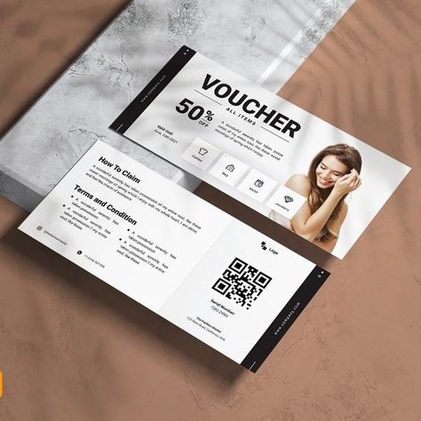 Fashion Voucher Corporate identity template Corporate Identity Creative Coupon Design, Fashion Voucher Design, Vouchers Design, Discount Voucher Design, Voucher Design Ideas, Voucher Design Coupon, Gift Voucher Design Templates, Tickets Design, Voucher Card