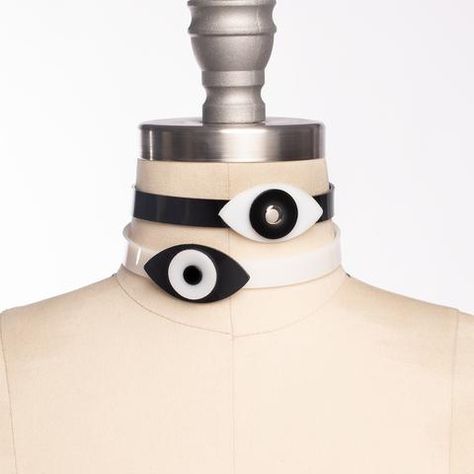 Chokers & Collars – Apatico Croquis, Posture Collar, O Ring Choker, White Eyes, Choker Collar, 영감을 주는 캐릭터, Character Outfits, Eye Black, Character Design Inspiration