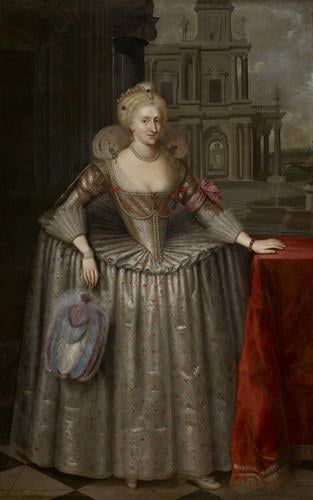 Anne of Denmark (1574-1619) Ostrich Feather Fan, Hanging Sleeves, Anne Of Denmark, 17th Century Art, Court Dresses, Feather Fan, St Pauls Cathedral, The Royal Collection, Famous Paintings