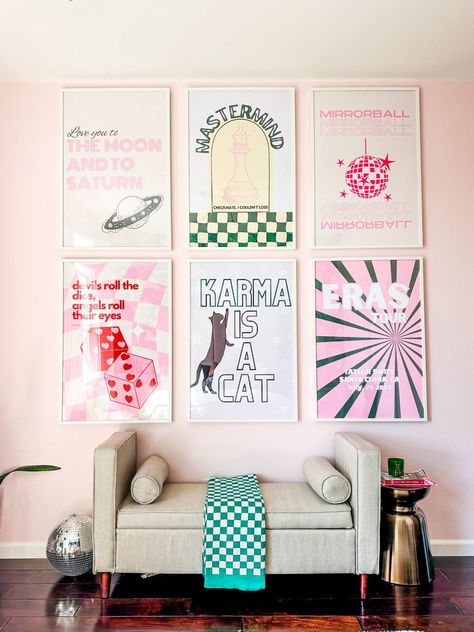 Taylor Swift Inspired Posters - Printable Included - Treehouse Threads Taylor Swift Aesthetic Home Decor, Creative Rooms Ideas, Taylor Swift Free Prints, Taylor Swift Inspired Prints, Cute Bedroom Makeover Ideas, Cute Wall Art Ideas, Print Ideas Art Wall Decor, Taylor Swift Dorm Room Ideas, Taylor Swift Sign Ideas