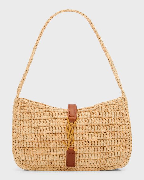 Ysl Logo, Summer Handbags, Crochet Clothing, Raffia Bag, Woven Raffia, Mini Shoulder Bag, Crochet Bag Pattern, Saint Laurent Bag, Summer Bags