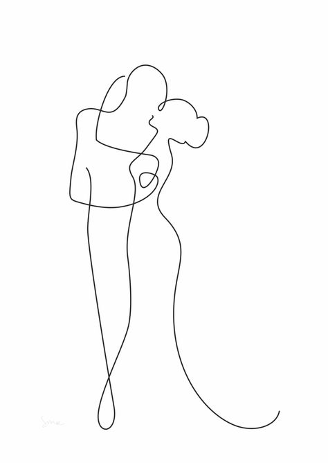 Line Art Of Couple, Couple Dancing Line Art, Wedding Couple Line Art, Dessin Love Couple, Couple Outline Drawing, Line Art Person, Couple Outline Art, Minimalist Couple Drawing, Line Art Drawings Couple