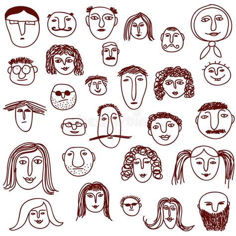 Croquis, Diversity Illustration, Drawn Faces, Face Doodles, Face Drawings, Doodle People, 심플한 그림, Ink Doodles, Text Logo Design