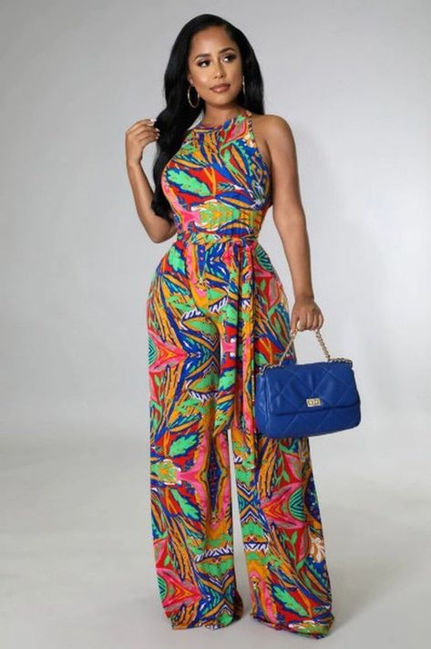 Pre-order Thea Jumpsuit Wide Leg, Jumpsuit Styles, Ankara Jumpsuit, Stretch Jumpsuit, Colorful Jumpsuit, Afrikaanse Mode, Printed Jumpsuit, Wide Legs, Sleeveless Jumpsuits