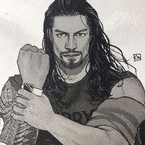 #tbt 2017. Nothing new today, sorry. So join me in wishing my husband, Roman Reigns, a very swift recovery so we can all see him rocking… Roman Reigns Tattoo Design, Wwe Drawings, Roman Reigns Drawing, Wwe Artwork, Roman Reigns Tattoo, Kevin Wada, Wwe Art, Roman Reign, Shield Wwe