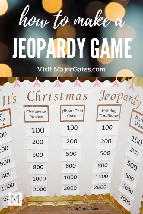 Natal, Christmas Eve Family Party Ideas, Work Christmas Party Game Ideas, Christmas Games For Work Party, Family Christmas Jeopardy, Christmas Games For Staff Party, Homemade Jeopardy Board, Christmas Party Work Games, Employee Christmas Games