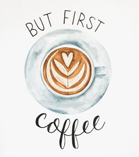How To Make But First, Coffee Watercolor Painting Online | JOANN Cute Coffee Paintings, Painting Ideas Coffee, Coffee Art Painting Ideas, Coffee Painting Ideas Easy, Coffee Painting Ideas, Coffee Canvas Painting, Coffee Illustration Art, Coffee Watercolor Painting, Coffee Art Drawing