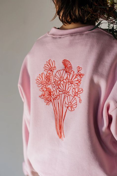 5 ASOS Marketplace Boutiques That You Need To Know About - The C Word Mag Hand Embroidered Tshirt, Hand Drawn Doodles, Navy Embroidery, Pull Bleu, Charcoal Sweater, Pull Rose, Embroidery Tshirt, Embroidery Sweater, Olive Green Sweater