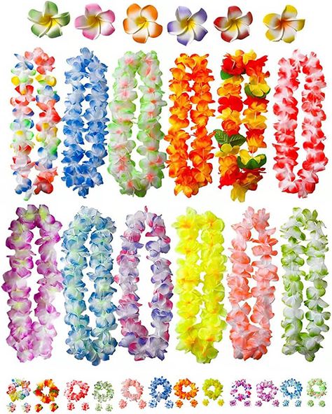 Amazon.com: 50 PCS Soft Hawaiian Leis Luau Party Decorations Tropical Party Favors Lei Hawaiian Flower Hair Clip,Headbands and Wristbands Perfect for Your Hawaii Luaus Party. : Toys & Games