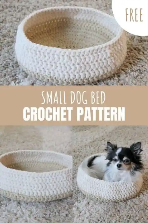 small dog bed free crochet pattern Amigurumi Patterns, Dog Bed Crochet, Knitting Cat Bed, Pet Bed Pattern, Bed Crochet, Knitting Cat, Cat Bed Pattern, Small Dog Bed, Crochet Cat Bed