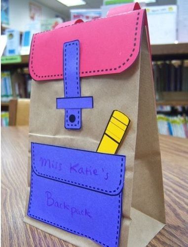 9 Back to School Crafts And Ideas For Kids All About Me Backpack Template, Paper Bag Backpack Craft, Paper Backpack Template, Open Day Ideas School, Backpack Template Free Printable, First Day Gifts For Students, Back To School Gifts For Students, Paper School Bag, Backpack Template