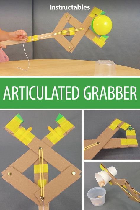This articulated grabber is a great engineering project for kids! It can extend your reach by over 30"! #STEM #students #class #project #science #engineer #STEAM #kids #learning #teacher Technology for Kids | Technology Activities | Technology Printouts | Robots | Coding for Kids | Computer Science for Kids | Robotics for Kids | Children's Tech | STEM projects | Building Robots #STEM #technology #parenting #kidsactivities Cardboard Stem Project, Invention Projects For Kids, Kids Inventions Projects For School, Invention Ideas For School Projects, Steam Art Projects, Engineer Projects, Engineering Activities For Kids, Engineering Projects For Kids, Cardboard Engineering