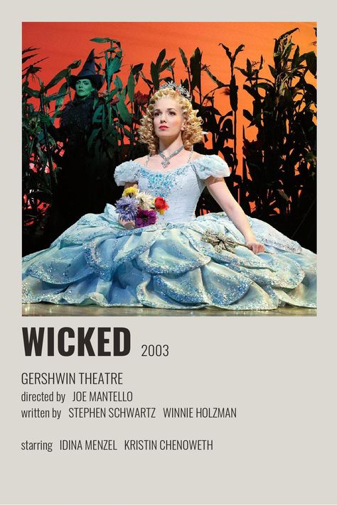 Wicked Musical Poster, Wicked Movie Poster, Broadway Musicals Aesthetic, Movies And Tv Shows Posters, Musicals Posters Broadway, Musicals Polaroid Poster, Musical Polaroid Poster, Musical Theatre Bedroom, Musical Posters Broadway