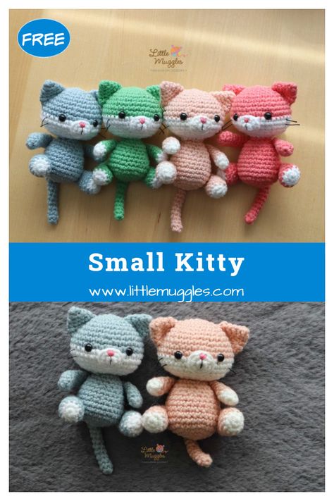 Small Kitty Free Crochet Pattern Small Kitty Crochet Pattern, Crochet Kitties Free Pattern, Free Origami Crochet Patterns, Amigurumi Tiny Free Pattern, Easy Amigurumi Cat Free Pattern, Amigurumi Cat Crochet Pattern, Free Crochet Kitten Patterns, Small Cat Amigurumi, Small Crochet Cat Pattern