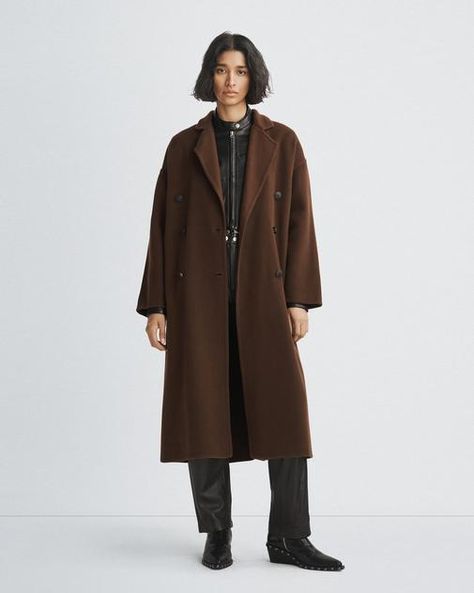 Thea Italian Wool Coat - Dark Brown | rag & bone Brown Overcoat Outfit Women, Brown Leather Coat Outfit, Wool Brown Coat, Dark Brown Coat, Brown Coat Outfit, Leather Coat Outfit, Brown Coat Women, Wool Coat Outfit, Brown Overcoat