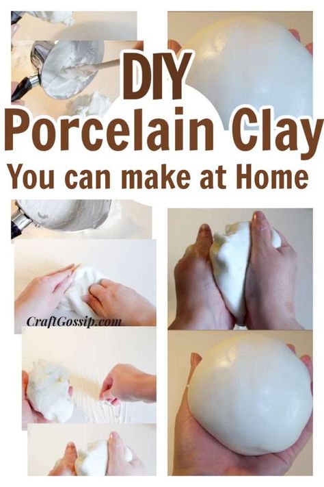 DIY Tutorial For Making Your Own Cold Porcelain Clay – Polymer Clay Diy Cold Porcelain Clay Recipe, Diy Baking Clay, Homemade Air Dry Clay Recipes No Cook, Homemade Polymer Clay Recipe, Diy Air Dry Clay Recipe No Cook, Diy Polymer Clay Recipe, How To Glaze Air Dry Clay, Polymer Clay For Beginners, Easy Stuff To Make