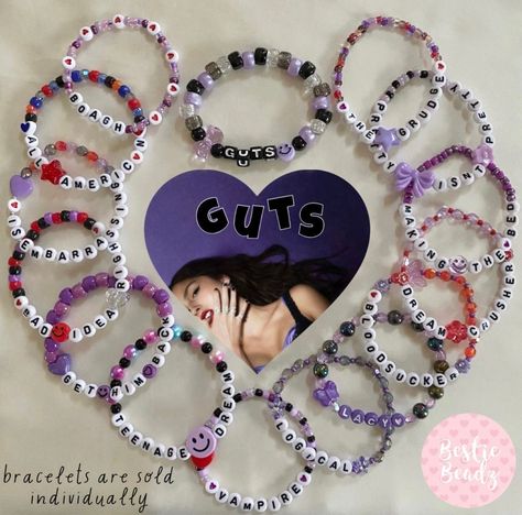 Kandi Bracelets Tutorial, Diy Kandi Bracelets, Guts Tour, Olivia Rodrigo Guts, Cute Friendship Bracelets, Gelang Manik-manik, Friendship Bracelets With Beads, Friendship Bracelets Designs, Bracelet Craft Diy