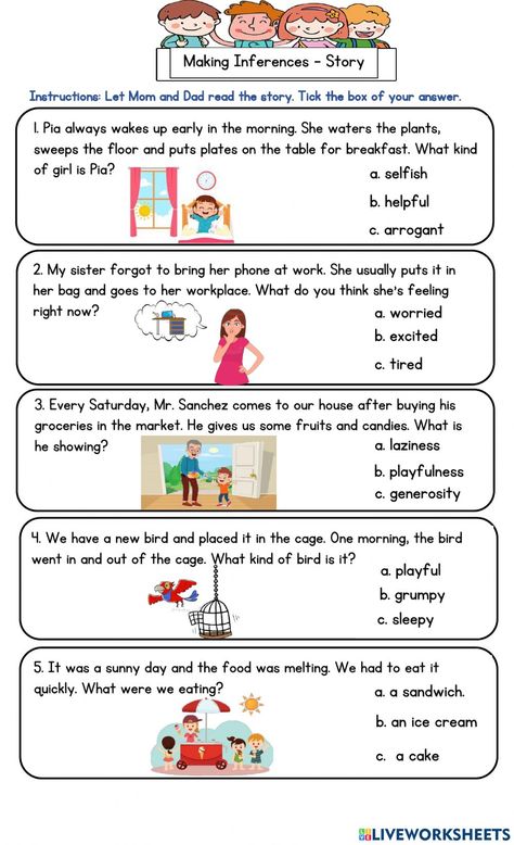 Making Inferences Worksheet, Inferring Lessons, Inferencing Activities, Inference Activities, English Units, Reading Assessment, Phonics Rules, Making Inferences, The Worksheet