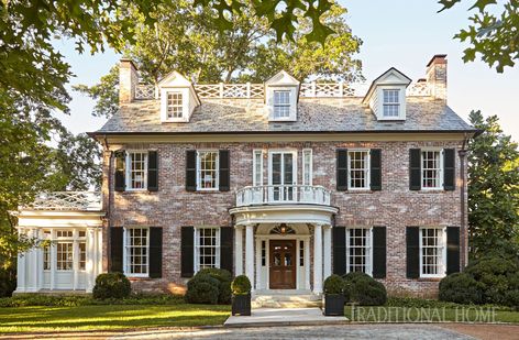 georgian-revival-style-home-exterior-103276724 Georgian Revival Homes, Paleo Breakfast Ideas, Sarah Bartholomew, Georgian Revival, Colonial House Exteriors, Brick Exterior House, Casa Exterior, Contemporary Homes, Bold Patterns