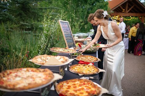 Pizza Reception, Pizza Wedding, Pizza Buffet, Pizza Bar, Aspen Wedding, Reception Food, Wedding Reception Food, Wedding Buffet, Buffet Food