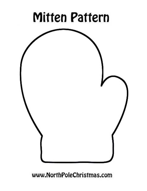 Easy Mitten Stencil - Mitten Black and White Outline Natal, Toddler Mitten Activities, The Mitten Printables Free, Mitten Printable Template, Mitten Template Printable, Mitten Craft For Toddlers, Christmas Mittens Pattern, Sweater Template Printable, Printable Mitten Template Free Pattern