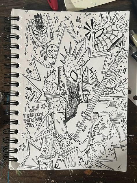 Hobie Brown Drawing, Punk Spider Man, Spider Man Across The Spiderverse, Brown Drawing, Punk Drawings, Punk Drawing, Spiderman Sketches, Hobie Brown, Spider Punk