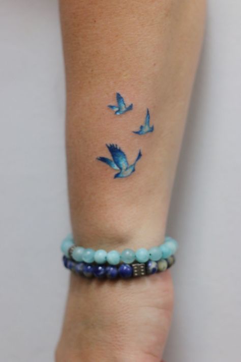 Small Canary Bird Tattoo, Small Bluejay Tattoo, Tiny Blue Bird Tattoo, Small Blue Jay Tattoo Simple, Small Bluebird Tattoo, Blue Birds Tattoo, Mocking Bird Tattoo, Bird Flying Tattoo, 3 Little Birds Tattoo
